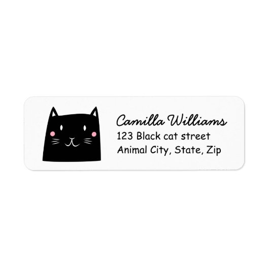 Kute black cat return address label (Voorkant)