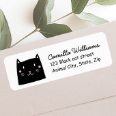 Kute black cat return address label