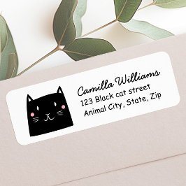 Kute black cat return address label