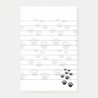 Kute Black en grijze Cartoon Pet Paw-trail gelijnd Post-it® Notes