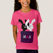 Kute Black en White Bunnies met monogram Cartoon T-shirt (Voorkant)