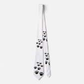 Kute Black en White Cartoon Pet Paw Trail Stropdas (Voorkant)