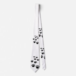 Kute Black en White Cartoon Pet Paw Trail Stropdas