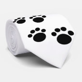 Kute Black en White Cartoon Pet Paw Trail Stropdas (Opgerold)