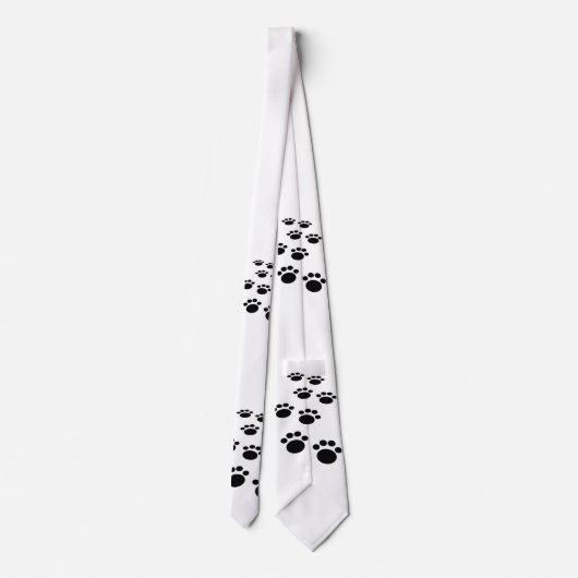 Kute Black en White Cartoon Pet Paw Trail Stropdas (Achterkant)