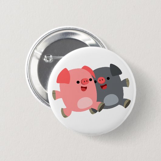 Kute Black en White Cartoon Pigs Button Badge (Voorkant /achterkant)