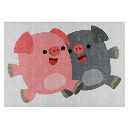 Kute Black en White Cartoon Pigs Cutting Board Snijplank (Voorkant)