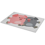 Kute Black en White Cartoon Pigs Cutting Board Snijplank (Hoek)