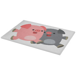 Kute Black en White Cartoon Pigs Cutting Board Snijplank