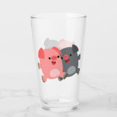 Kute Black en White Cartoon Pigs Glas (Achterkant)