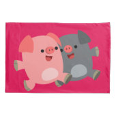 Kute Black en White Cartoon Pigs Kussensloop (Achterkant)
