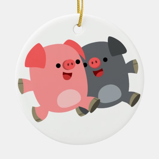 Kute Black en White Cartoon Pigs Ornament (Voorkant)