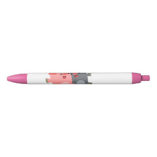 Kute Black en White Cartoon Pigs Zwarte Inkt Pen