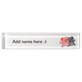 Kute Black en White Cartoon Varkens Desk Naambordje (Voorkant)