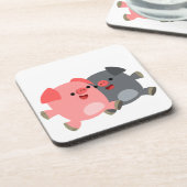 Kute Black en White Cartoon Varkens Reeks Onderzet Drankjes Onderzetter (Linkerzijde)