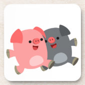 Kute Black en White Cartoon Varkens Reeks Onderzet Drankjes Onderzetter (Voorkant)