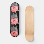 Kute Black en White Cartoon Varkens Schaats Board Skateboard (Voorkant)