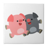 Kute Black en White Cartoon Varkens Tile Tegeltje (Voorkant)