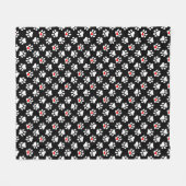 Kute Black en White Dog Paws met hartspatroon Fleece Deken (Voorkant (Horizontaal))