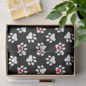 Kute Black en White Dog Paws met hartspatroon Tissuepapier (Geschenk)