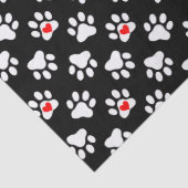 Kute Black en White Dog Paws met hartspatroon Tissuepapier (Detail)