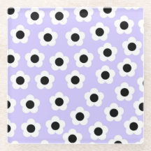 Kute Black en White Flower met blauwe achtergrond