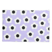 Kute Black en White Flower met blauwe achtergrond Kussensloop (Achterkant)