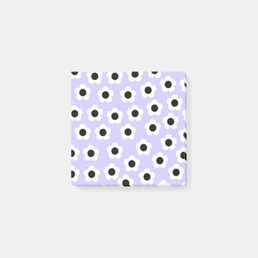 Kute Black en White Flower met blauwe achtergrond Post-it® Notes (Voorkant)