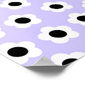 Kute Black en White Flower met blauwe achtergrond Poster (Hoek)
