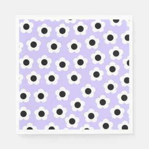 Kute Black en White Flower met blauwe achtergrond Servet