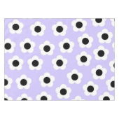 Kute Black en White Flower met blauwe achtergrond Tafelkleed (Voorkant (Horizontaal))