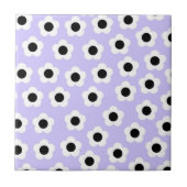 Kute Black en White Flower met blauwe achtergrond Tegeltje (Voorkant)