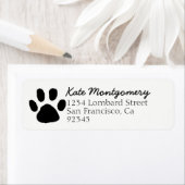 Kute Black en White Paw Print Return Address Etiket (Insitu)
