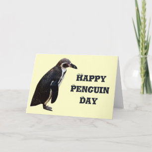Kute Black en White Penguin Birthday Card Kaart