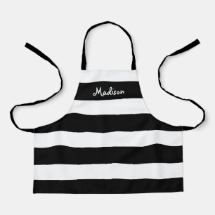 Kute Black en White Striped Kinderen gepersonalise Schort