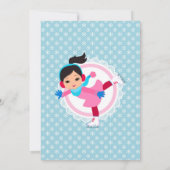 Kute Black Hair Ice Skating Birthday Party Kaart (Achterkant)