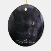 Kute Black Kitten kerstboomversiering Keramisch Ornament (Links)