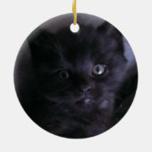 Kute Black Kitten kerstboomversiering Keramisch Ornament (Achterkant)