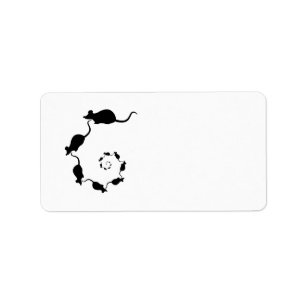 Kute Black Mouse-ontwerp. Spiraal van Mice. Etiket