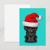 Kute Black Panther Cub Wearing a Santa Hat Kaart (Voorkant / Achterkant)