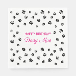 Kute Black Paw Drukt roze Pet Birthday Party af Servet