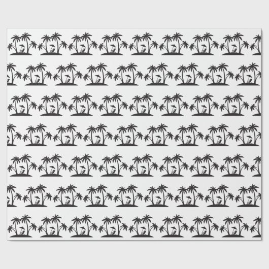 Kute Black White palm tree tiled party strand Cadeaupapier (Vlak)
