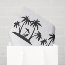 Kute Black White palm tree tiled party strand Tissuepapier