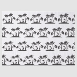 Kute Black White palm tree tiled party strand Tissuepapier