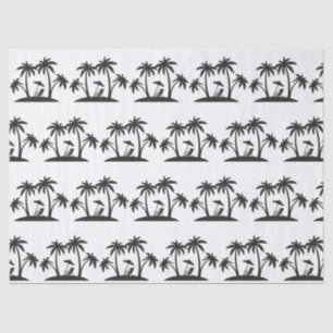 Kute Black White palm tree tiled party strand Tissuepapier