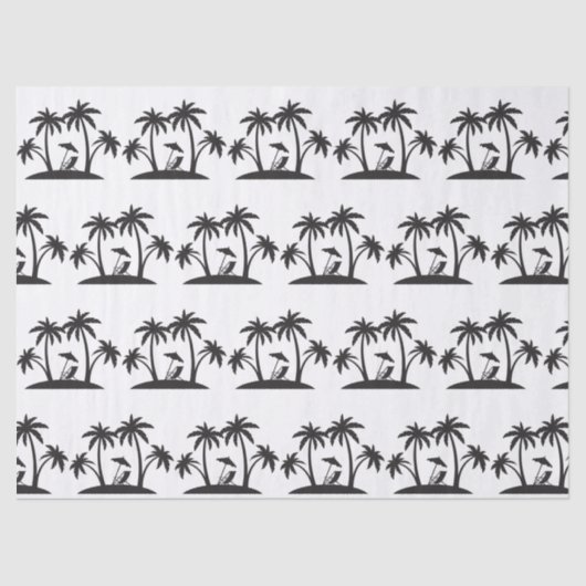 Kute Black White palm tree tiled party strand Tissuepapier (Voorkant)