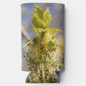 Kute bladeren op lentfoto seltzer blikjeskoeler (Achterkant)