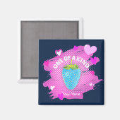 Kute blauwe aardbei harst een soort roze magneet (Voorkant / Achterkant)