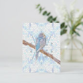 Kute blauwe boon op mozaïekachtergrond briefkaart (Staand voorkant)