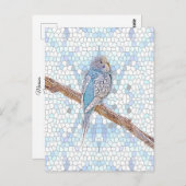 Kute blauwe boon op mozaïekachtergrond briefkaart (Voorkant / Achterkant)